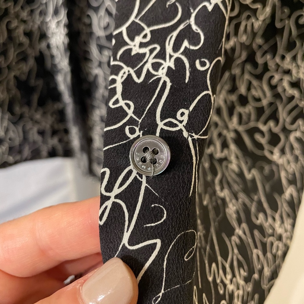 Heart Patterned Silky Button-Down - image 2